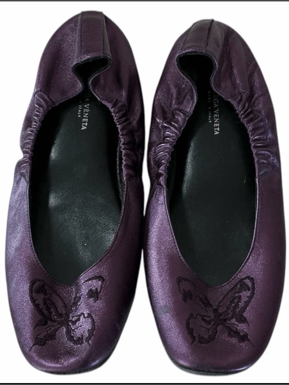 Bottega Veneta Metallic Purple Ballet Flats